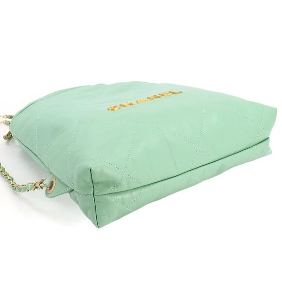 CHANEL 22 Small Chain Backpack Leather Green AS3859 Purse 90260972 - Picture 4 of 9